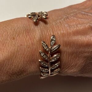 Rose-Goldtone Rhinestone Laurel Leaf Cuff Bracelet